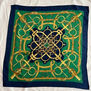 HERMES Carre 90 Scarf "Eperon D’Or" blue/green multicolor scheme, silk